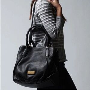 MARC BY Marc Jacob’s Black Leather Tote Bag with Gold Hardware